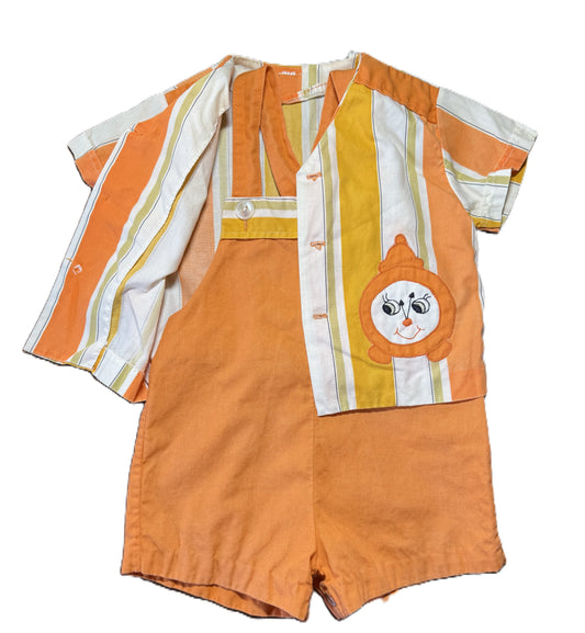 1950's "Hickory Dickory Dock " Embroidered Shortall 2 Piece